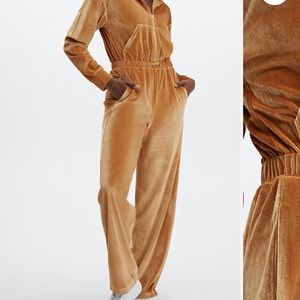 Velour onesie in light honey!! Brand new and still in bag!